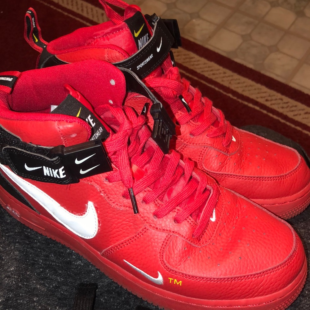 Red high tops Air forces
